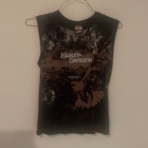 Harley-Davidson black tie dye tank top with eagle